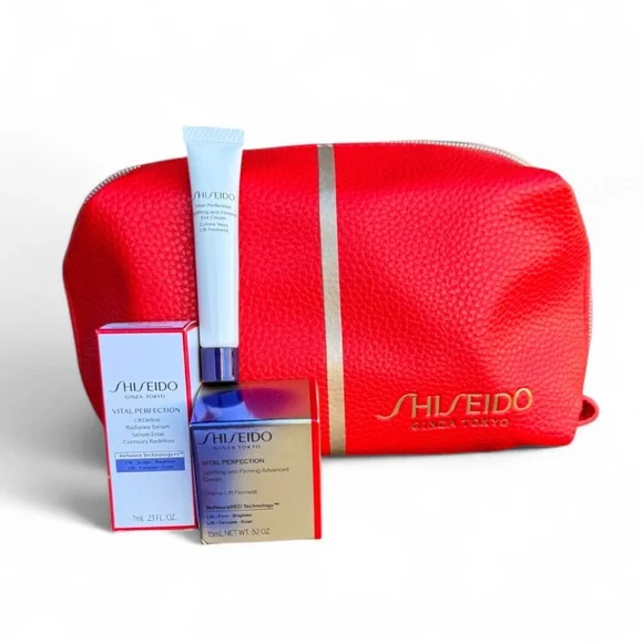 Shiseido 3pc Bundle Set with Red Tote